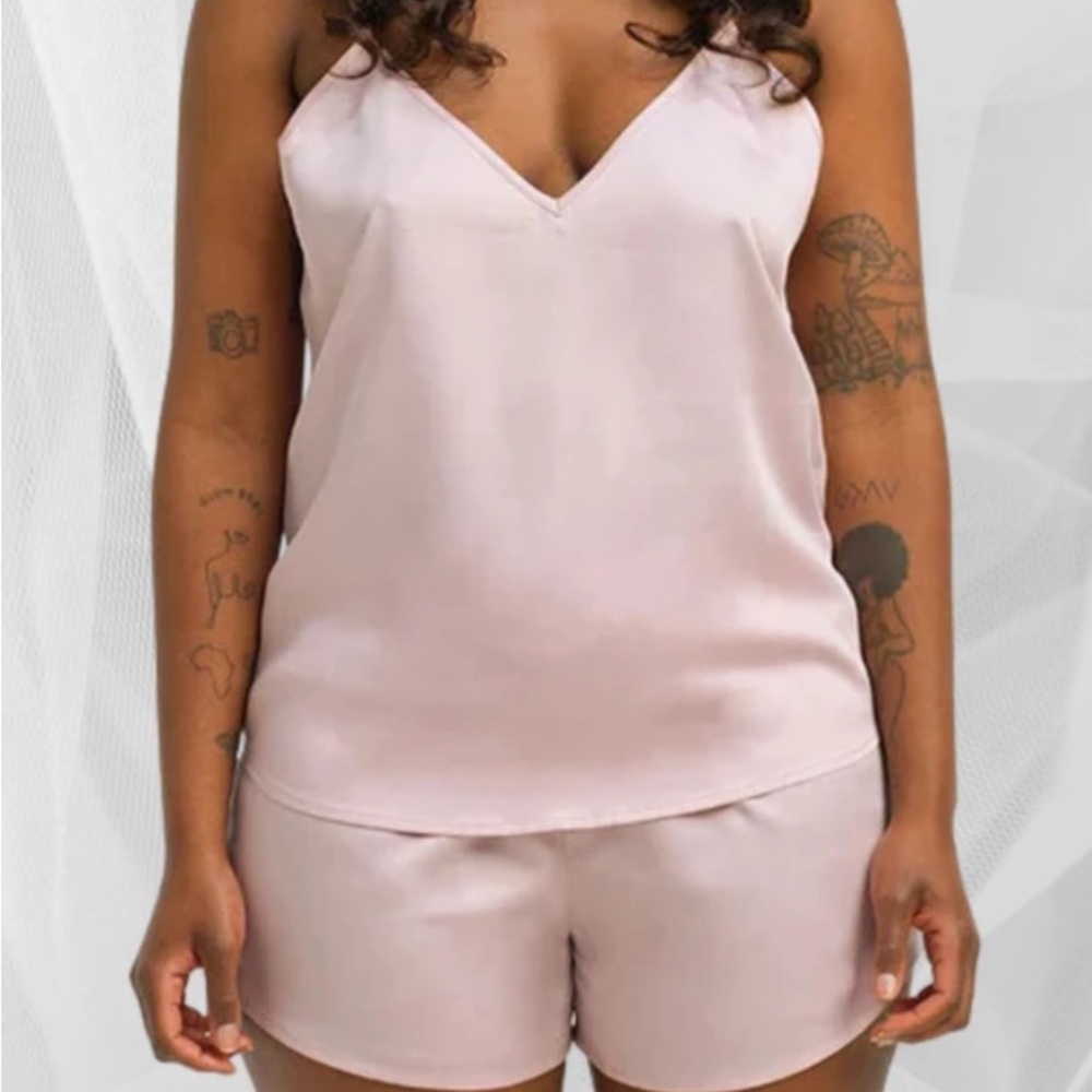 Ettitude Pink Pajama Set Luxurious Satin Look